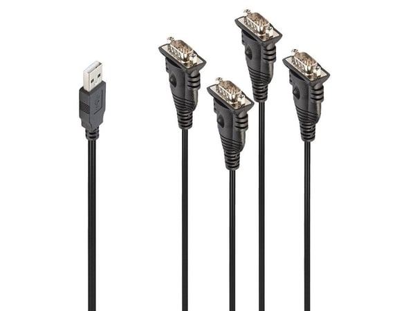 Lindy 42675, Musta, 0,94 m, USB A-tyyppi, DB-9, Uros, Uros