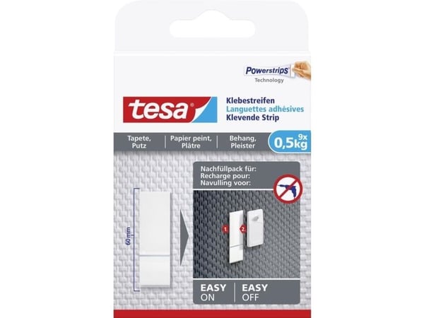 TESA 77770-00000, Monterings tape, Hvit, Innendørs, Papir, Gips, 0,5 kg, 9 stykker