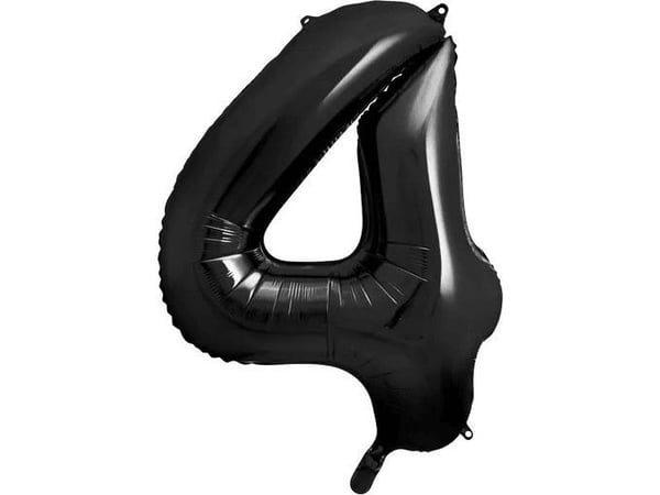 Party Deco FOLIEBALLONG, NUMMER 4, SVART, 86CM