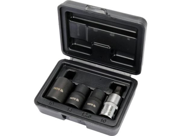 Yato YT-06806, Støpselsett, 1/2", Metrisk, 4 hoder, 10,12,14,19 mm, Kromvanadiumstål