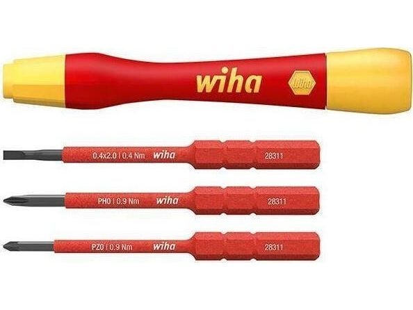 Wiha PicoFinish slimVario - Screwdriver handle with bit set - 4 deler - isolert