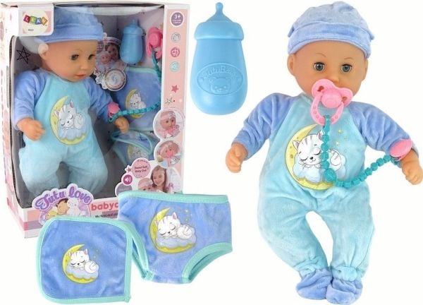 LeanToys Vauvan nukke ääni tutti Sininen pyjama kissa