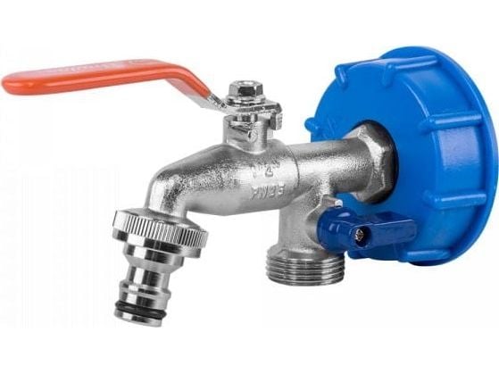Bradas sett - IBC-kobling S60x6, kran med uttak for 2 x GZ 3/4" + 2 nipler IBCS60-KK0512 Bradas sett - IBC-kobling S60x6, kran med uttak for 2 x GZ 3/4" + 2 nipler IBCS60-KK0512