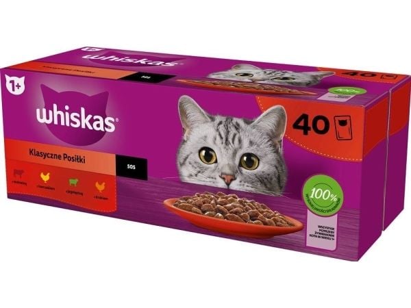 Whiskas klassiska portioner i sås mix till katt 40x85g