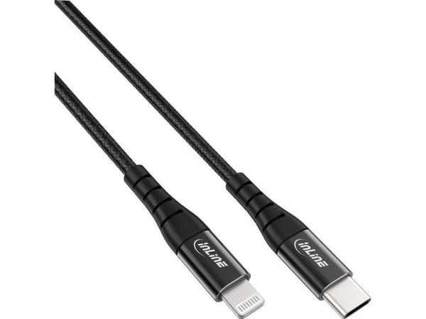 InLine 31450D, 1 m, Lightning, USB C, Uros, Uros, Musta