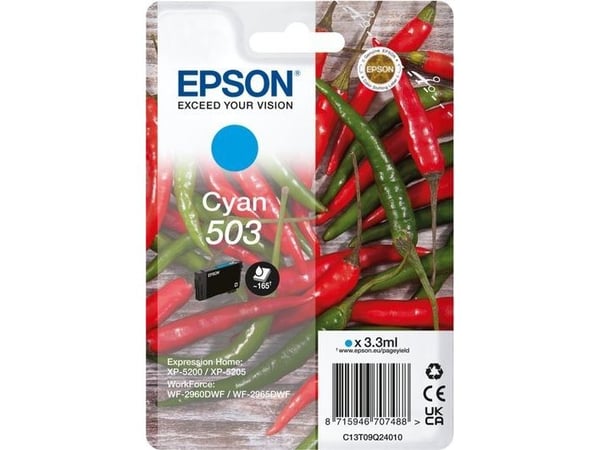 Epson 503, Perusvärintuotto, 3,3 ml, 165 sivua, 1 kpl, Kertapakkaus