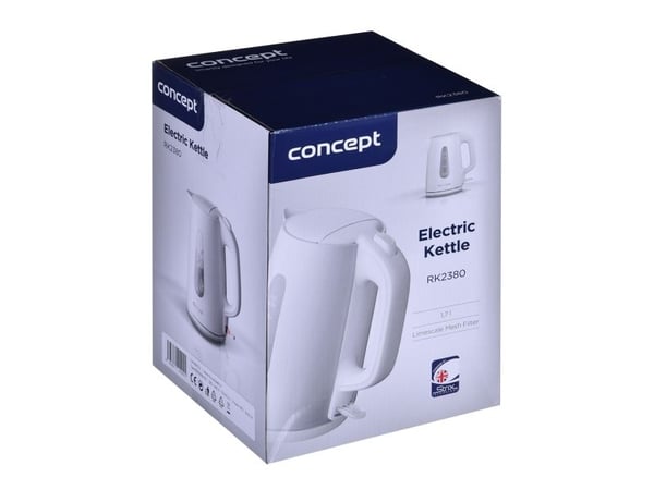 Concept RK2380, 1,7 l, 2200 W, Hvit, Vannivåindikator, Overopphetingsbeskyttelse, Trådløs