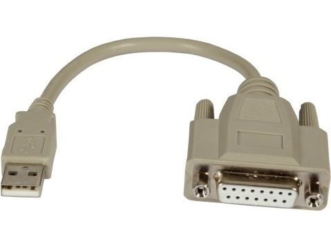 EFB-Elektronik - Joystickadapter - USB (hann) til 15 pin D-Sub (DB-15) (hunn) - USB 2.0 - 20 cm - formstøpt, tommelskruer - beige