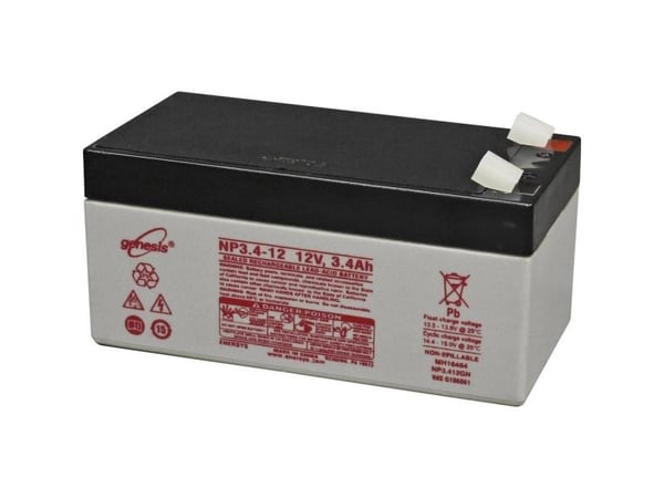 EnerSys Genesis NP3.4-12 Lyijyakku 12 V 3,4 Ah Lyijyakku (B x K x S) 134 x 67 x 67 mm Litteä liitin 6,35 mm Huoltovapaa, VDS-sertifiointi, matala