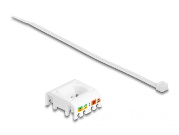 Delock - Keystone module - RJ-45 (hunn) til LSA (hunn) vinklet - STP - CAT 6a - hvit, sølv, rød