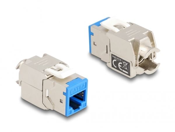 Delock - Keystone module - RJ-45 (hunn) til LSA (hunn) - STP - CAT 6a - grå, blå, gul, rød, grønn, oransje, fiolett, neongul (en pakke 8)