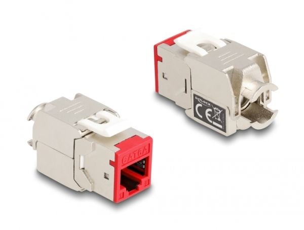 Delock - Keystone module - RJ-45 (hunn) til LSA (hunn) - STP - CAT 6a - grå, blå, gul, rød, grønn, oransje, fiolett, neongul (en pakke 8)
