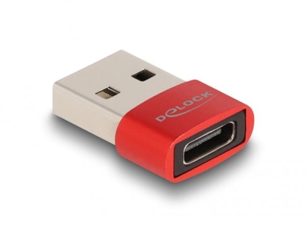 Delock - USB-adapter - USB (hann) til USB-C (hunn) - USB 2.0 - 5 V - 3 A - rød
