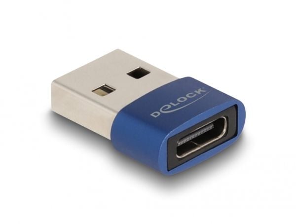 Delock - USB-adapter - USB (hann) til USB-C (hunn) - USB 2.0 - 5 V - 3 A - blå
