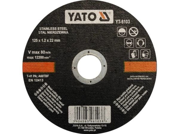 Yato ruostumattomasta teräksestä valmistettu leikkuupyörä 125x1.2x22mm (YT-6103) Yato ruostumattomasta teräksestä valmistettu leikkuupyörä 125x1.2x22mm (YT-6103)