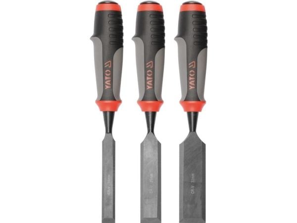 Yato YT-6280, Meiselsett, Kromvanadiumstål, Sort, Grå, Rød, Termoplastisk gummi (TPR), 16, 25, 32 mm