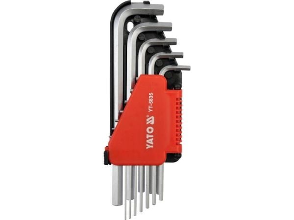 Yato YT-5835, Insexnycklar med L-handtag, set, Brittiska standardmått, 12 styck, Kromvanadinstål, 1/4,1/8,1/16,3/16,3/8,3/32,5/16,5/32,5/64,7/32,7/...