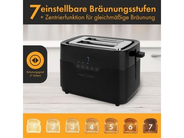 ProfiCook PC-TA 1244 - Brødrister - 2 skive - 2 Spor - svart