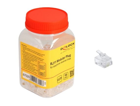 RJ11 modulaarinen pistoke 100 kpl