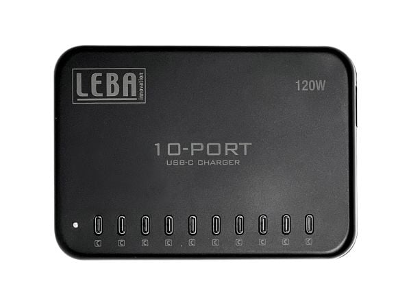 LEBA NoteCharge - Strømadapter - 12 watt per port - 120 watt - 2.4 A - 10 utgangskontakter (USB-C)