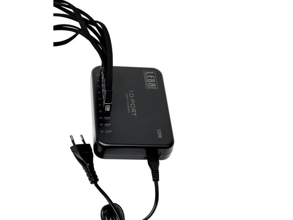 LEBA NoteCharge - Strømadapter - 12 watt per port - 120 watt - 2.4 A - 10 utgangskontakter (USB-C)