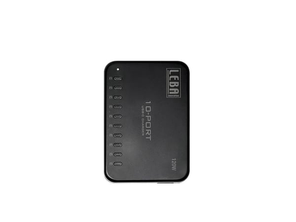 LEBA NoteCharge - Strømadapter - 12 watt per port - 120 watt - 2.4 A - 10 utgangskontakter (USB-C)