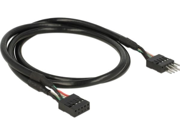 Delock USB 2.0 Pin Header - USB-internkabel - 10-pins USB-kontakt (hunn) til 10-pins USB-kontakt (hann) - 50 cm - svart