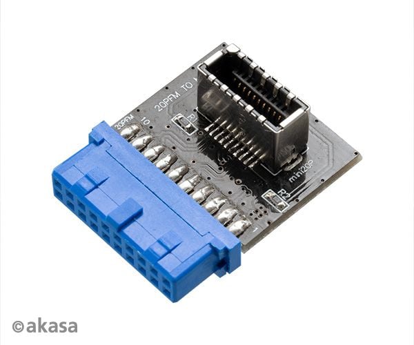 Akasa AK-CBUB51-BK, USB 3.0 19-pin header, USB 3.1 A, Blå