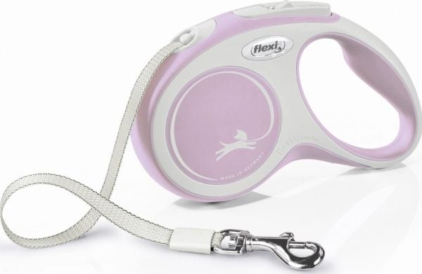 Flexi New COMFORT, Hund, Utdragbart koppel, Rosa, Vit, Band, 15 kg, Monokromatiskt