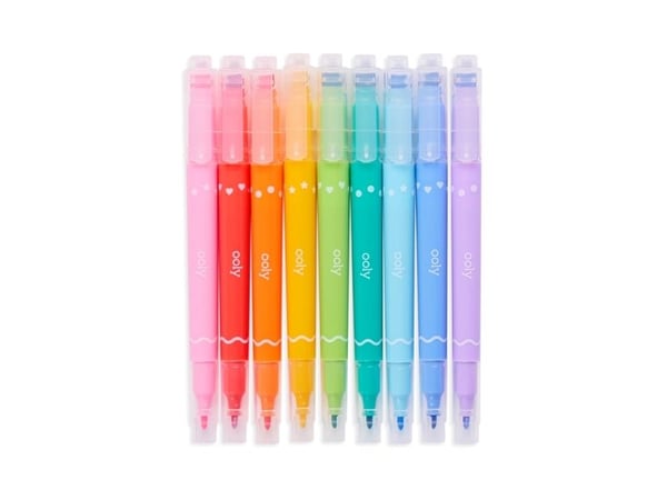 OOLY Confetti Stamp, 9 stykker, Blå, Lyseblå, Lysegrønn, Oransje, Rosa, Lilla, Rød, Turkis, Gult, 6 år, Fibre tip, Flerfarget, Rund