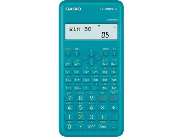 Casio FX-220 Plus, Lomme, Vitenskaplig, 12 sifre, 2 linjer, Batteri, Blå