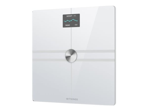 Withings Body Comp -vaaka, jossa on painon analysointi ja sykemittaus Lääkinnällinen laite (valkoinen)