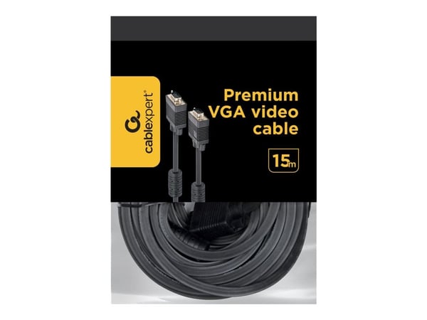 Cablexpert Premium CC-PPVGA-15M - VGA-kabel - HD-15 (VGA) (hann) til HD-15 (VGA) (hann) - 15 m - formstøpt, tommelskruer - svart