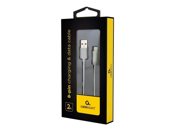 Gembird CC-USB2-AMLM-2M-W, 2 m, Lightning, USB A, Uros, Uros, Valkoinen