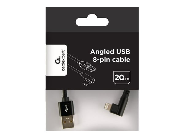 Cablexpert - Lightning-adapter - USB hann til Lightning hann vinklet - 20 cm - svart