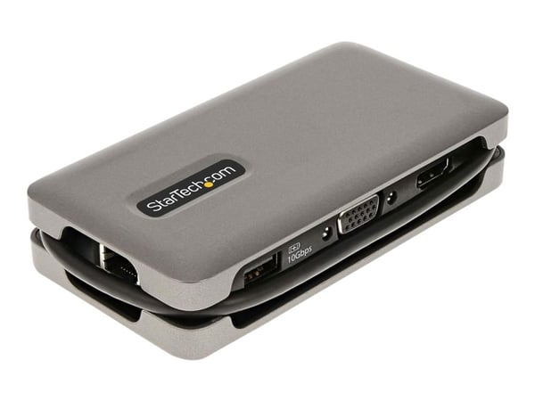 StarTech.com USB-C moniporttisovitin, HDMI/VGA, 4K 60Hz video, 3-porttinen USB-keskitin, 100W Power Delivery Pass-Through, GbE, USB Type-C Travel D...