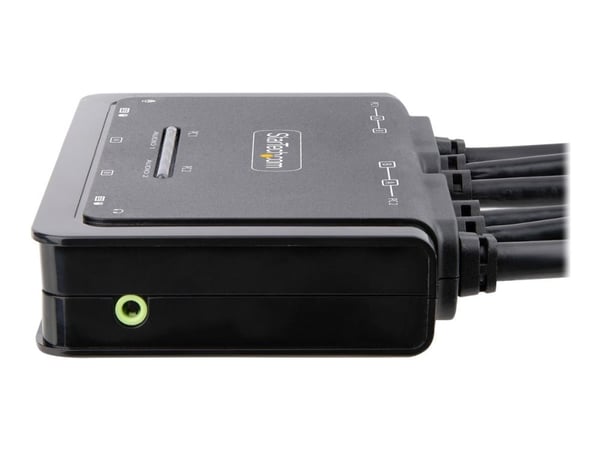 Startech 2-Port Dual-Monitor HDMI Cable KVM Switch, 4K 60Hz, Compact KVM with 5ft/1.5m USB-A/HDMI/Audio Integrated Cables, Bus Powered - Remote Pus...