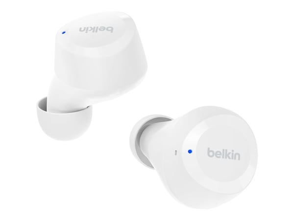 Belkin SoundForm Bolt - True wireless-hodetelefoner med mikrofon - i øret - Bluetooth - hvit