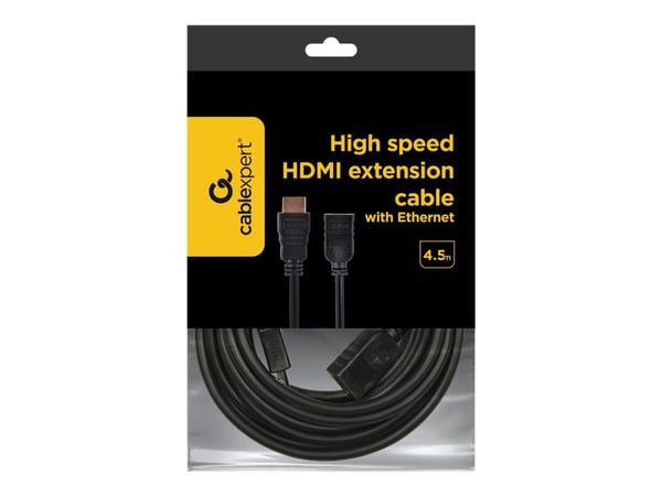 Gembird CC-HDMI4X-15 - HDMI-forlengelseskabel med Ethernet - HDMI hunn til HDMI hann - 4.5 m - skjermet - svart