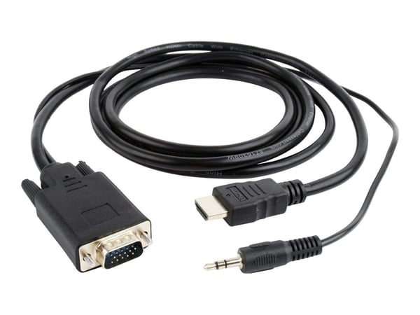 Cablexpert A-HDMI-VGA-03-10 - Adapterkabel - HDMI hann til HD-15 (VGA), mini-phone stereo 3.5 mm hann - 3 m - svart - 1080p-støtte