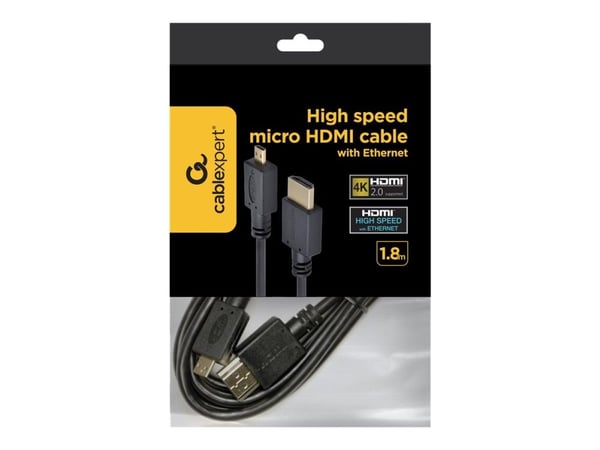 Gembird - HDMI-kabel - 19 pin micro HDMI Type D hann til HDMI hann - 1.8 m - svart