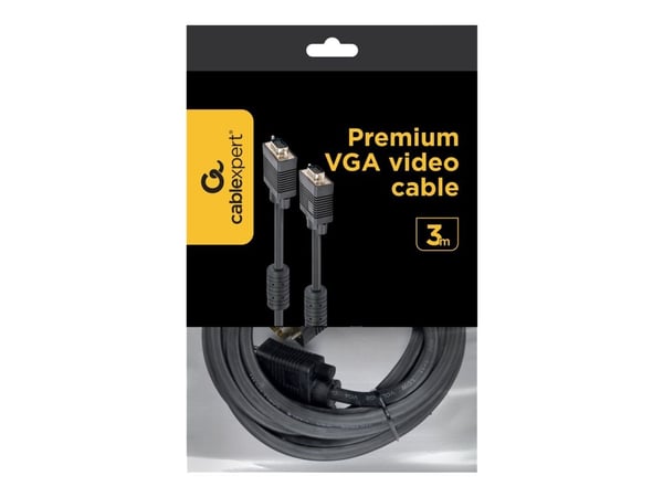 Cablexpert Premium CC-PPVGA-10-B - VGA-kabel - HD-15 (VGA) (hann) til HD-15 (VGA) (hann) - 3 m - formstøpt, tommelskruer - svart