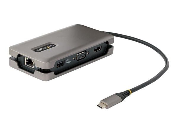 StarTech.com USB-C moniporttisovitin, HDMI/VGA, 4K 60Hz video, 3-porttinen USB-keskitin, 100W Power Delivery Pass-Through, GbE, USB Type-C Travel D...