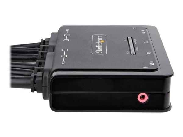 Startech 2-Port Dual-Monitor HDMI Cable KVM Switch, 4K 60Hz, Compact KVM with 5ft/1.5m USB-A/HDMI/Audio Integrated Cables, Bus Powered - Remote Pus...