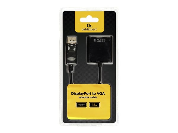 Cablexpert - Video adapter - DisplayPort (hann) til HD-15 (VGA) (hunn) - DisplayPort 1.1a - 15 cm - 1080p-støtte - svart