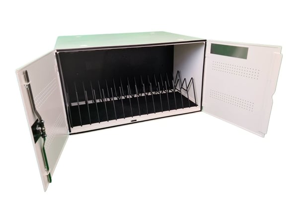LEBA NoteBox 16 - Lagringsboks (kun lading) - for 16 nettbrett / notebook-er - USB-C - låsbar - stål - hvit - skjermstørrelse: inntiil 12" - veggmo...