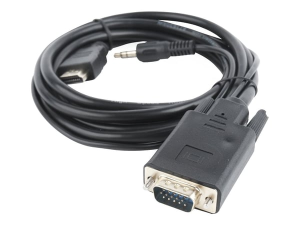 Cablexpert A-HDMI-VGA-03-6 - Adapterkabel - HDMI hann til HD-15 (VGA), mini-phone stereo 3.5 mm hann - 1.8 m - svart - tommelskruer, 1080p-støtte