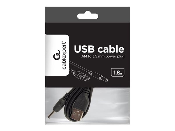 Cablexpert - USB/strøm-kabel - USB (kun strøm) (hann) til 3,5 x 1,0 mm DC-jakk (hann) - 1.8 m - svart