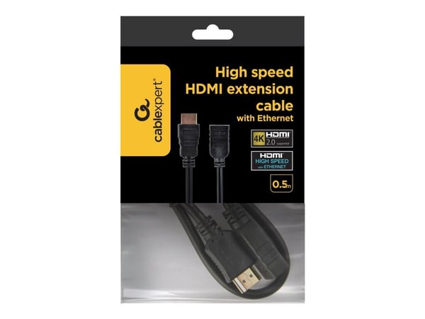 Gembird CC-HDMI4X - HDMI-forlengelseskabel med Ethernet - HDMI hann til HDMI hunn - 50 cm