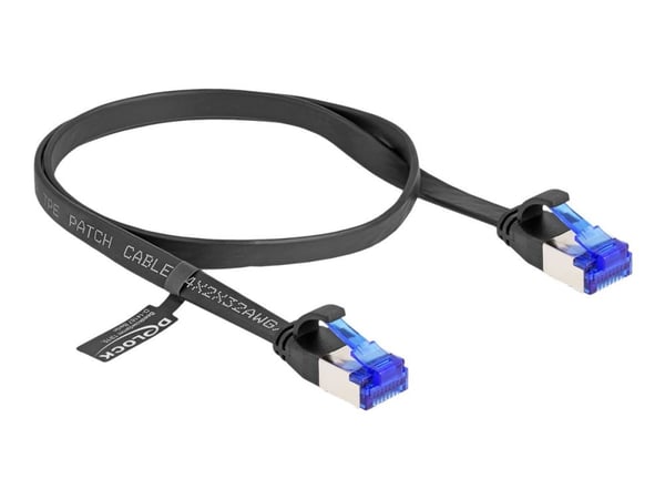 Delock - Koblingskabel - RJ-45 (hann) til RJ-45 (hann) - 50 cm - U/FTP - CAT 6a - uten hindringer, flat - svart